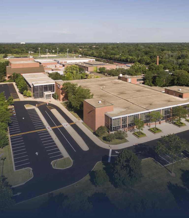 Aerial view of educational facility