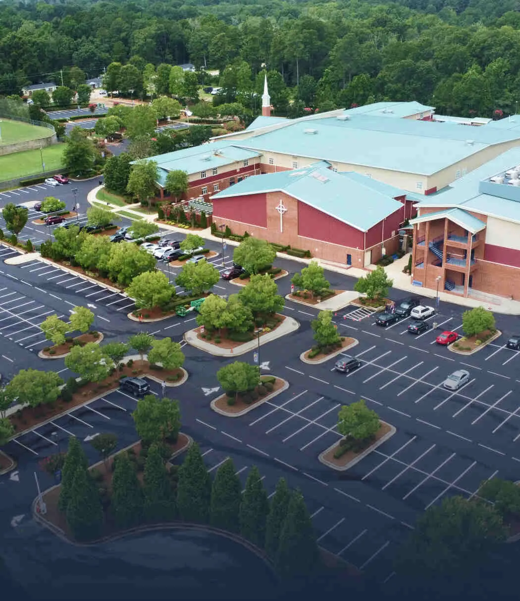 Aerial view of church in Texas