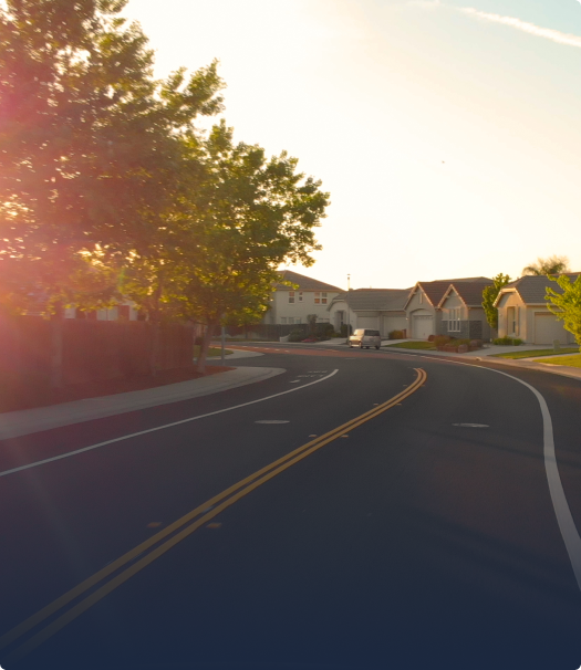 Open road in subdivision