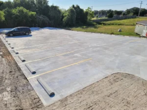 concrete parking lot project completed by Alpha Paving
