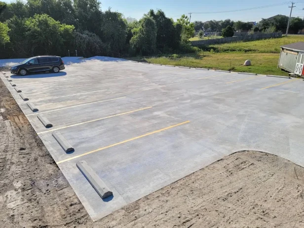 concrete parking lot project completed by Alpha Paving
