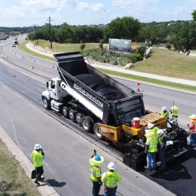 Aerial View of Alpha Paving Contractors On Job Site