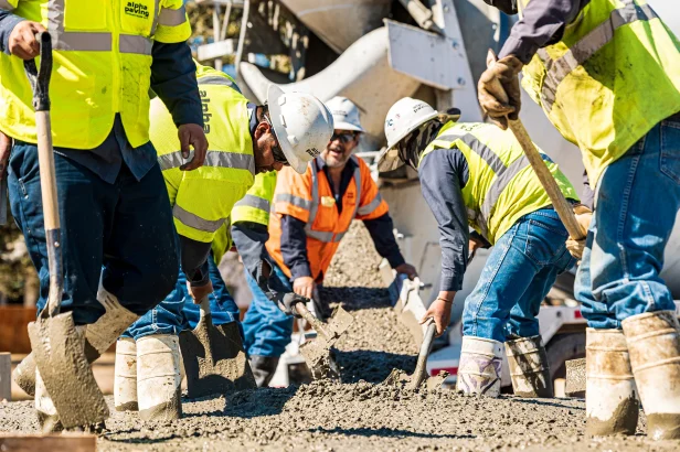 alpha paving concrete curbing workers