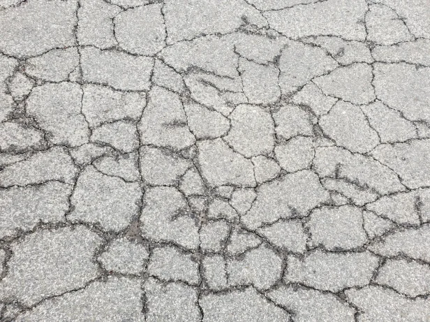 Cracks forming in asphalt pavement