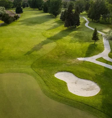 Aerial view of golf course pathways and cart paths