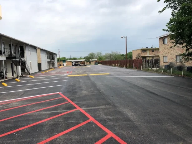empty parking lot with fresh coat of paint