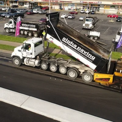 Aerial View of Alpha Paving Truck