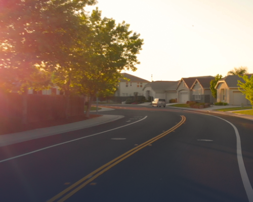 View of local Texas road owned and run by government