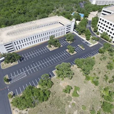 Aerial View of Professional Sealcoating Services By Alpha Paving