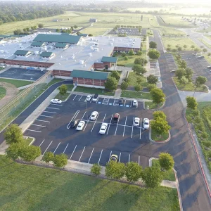 Aerial View of Professional Sealcoating Services By Alpha Paving