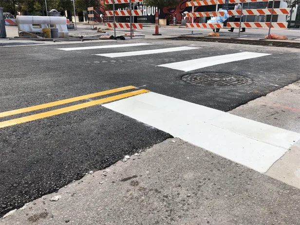 Austin Thermoplastic Pavement Marking, parking lot striping, alpha paving asphalt striping